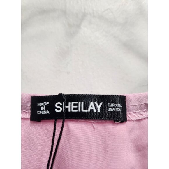 Sheilay Womens Tank Top  XL Pink Animal Print Details Spaghetti Strap V-Neck - Picture 3 of 6